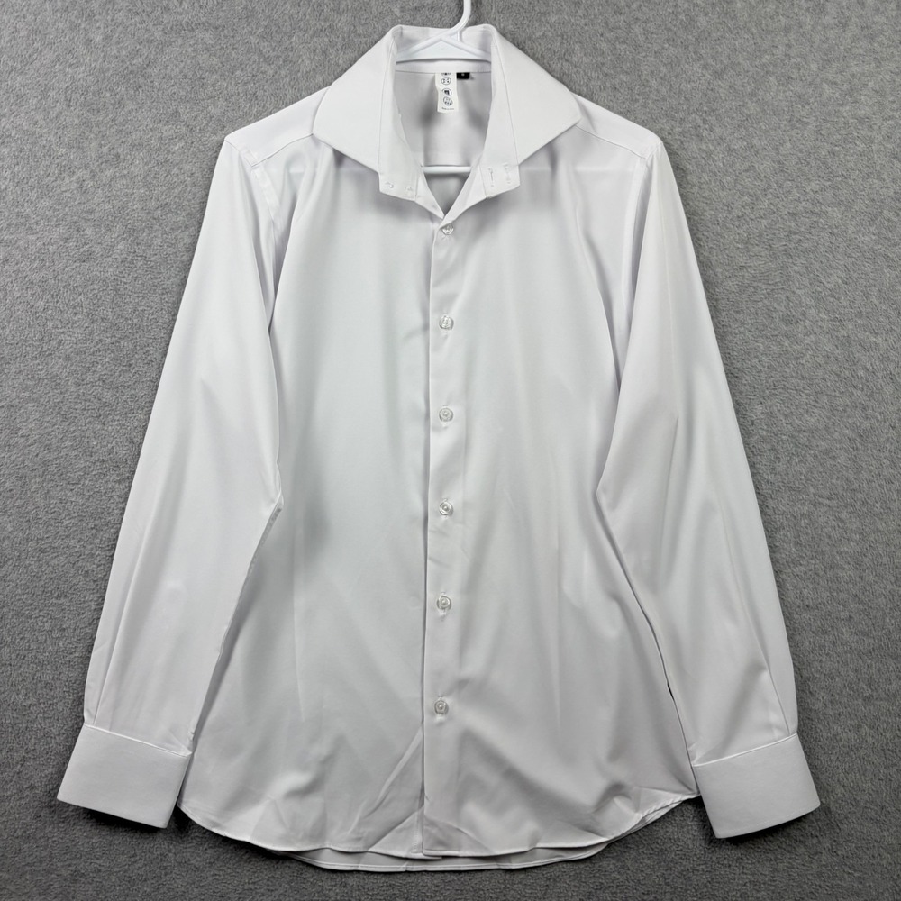 State & Liberty Shirt Mens Small White Athletic Fit Performance Dress Button Up